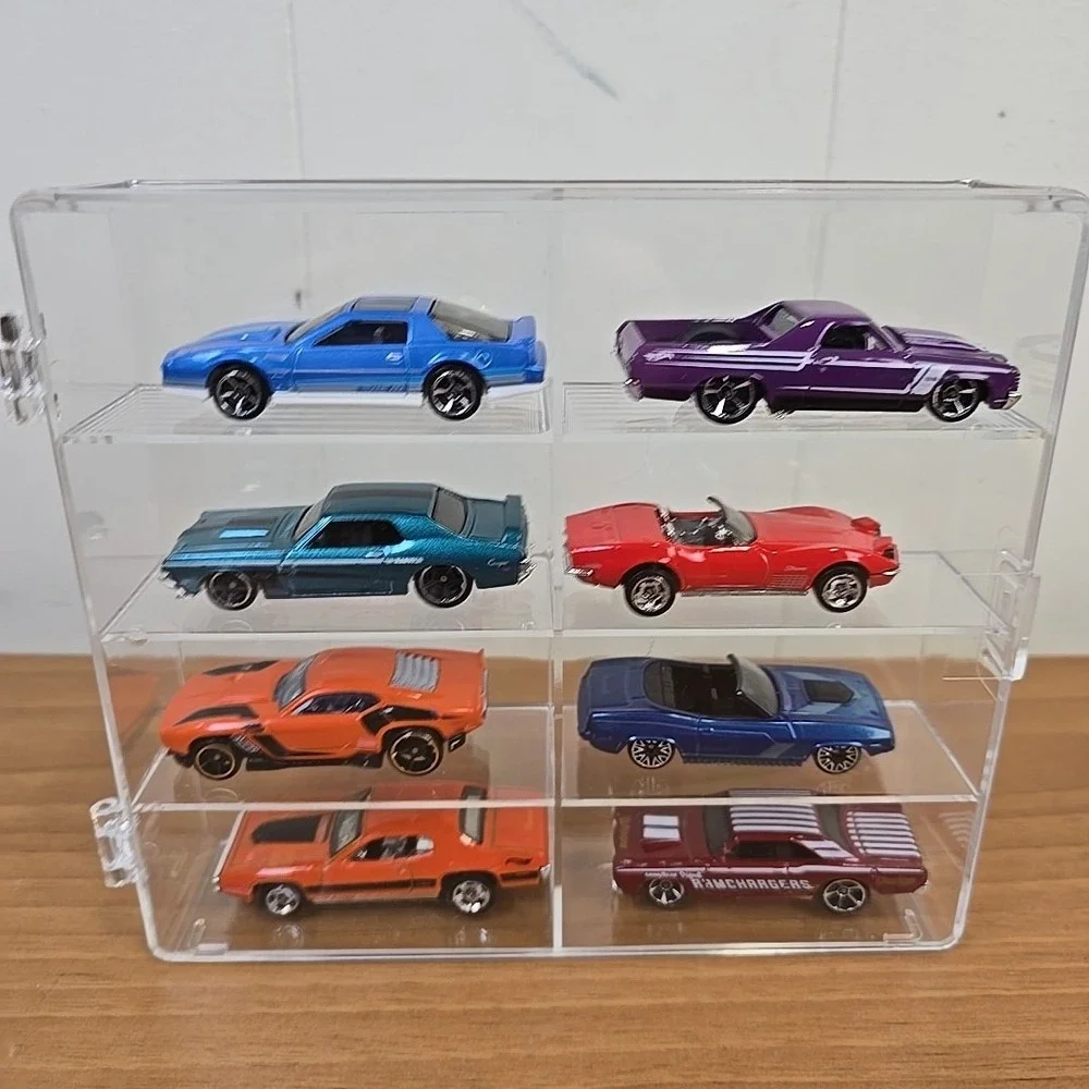 Clear‎ Acrylic Display Case 1:64 Scale Diecast Cars INCLUDING Mix AH of CARS x 8